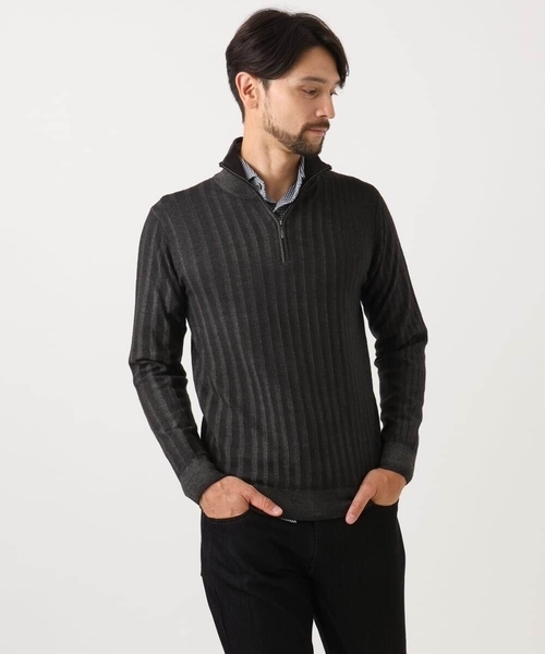 MICHEL KLEIN HOMME (ミッシェルクランオム)の「ガーメントダイリブ ハーフジップニット(ニット/セーター・メンズ・パープル/ネイビー/ダークグレー・MEDIUM/LARGE/X-LARGE)」の4枚目の写真
