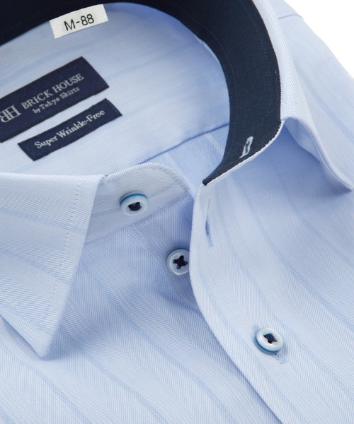 TOKYO SHIRTS（トウキョウシャツ）の「【超形態安定】 形態安定ノンアイロン ワイド 長袖ビジネスワイシャツ（大きいサイズ・長いサイズ）（ビジネスシャツ・メンズ・ブルー・首回り39cm-裄丈88cm/首回り41cm-裄丈90cm/首回り42cm-裄丈90cm/首回り43cm-裄丈90cm/首回り45cm-裄丈82cm/首回り45cm-裄丈86cm/首回り45cm-裄丈90cm/首回り47cm-裄丈86cm/首回り47cm-裄丈90cm）」の2枚目の写真