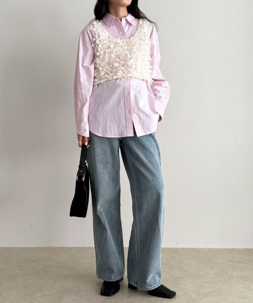 fredy emue（フレディエミュ）の「リボンテープビスチェ（ベスト・レディース・オフホワイト/ブラック・38）」の3枚目の写真