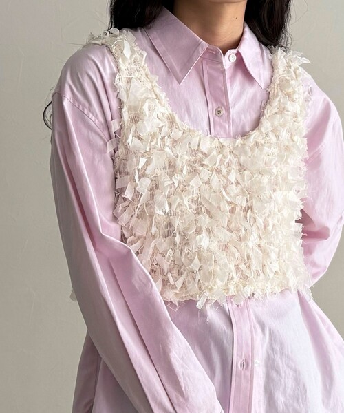 fredy emue（フレディエミュ）の「リボンテープビスチェ（ベスト・レディース・オフホワイト/ブラック・38）」の6枚目の写真