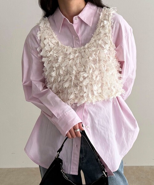 fredy emue（フレディエミュ）の「リボンテープビスチェ（ベスト・レディース・オフホワイト/ブラック・38）」の7枚目の写真