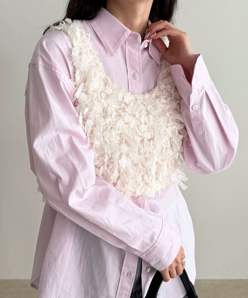 fredy emue（フレディエミュ）の「リボンテープビスチェ（ベスト・レディース・オフホワイト/ブラック・38）」の9枚目の写真