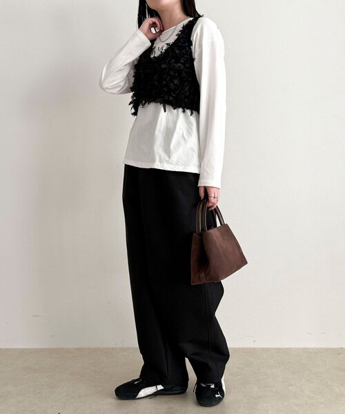 fredy emue（フレディエミュ）の「リボンテープビスチェ（ベスト・レディース・オフホワイト/ブラック・38）」の15枚目の写真