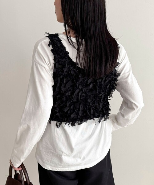 fredy emue（フレディエミュ）の「リボンテープビスチェ（ベスト・レディース・オフホワイト/ブラック・38）」の21枚目の写真