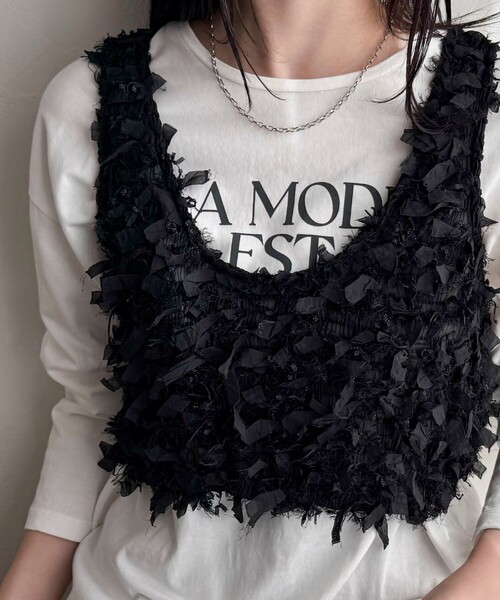 fredy emue（フレディエミュ）の「リボンテープビスチェ（ベスト・レディース・オフホワイト/ブラック・38）」の22枚目の写真