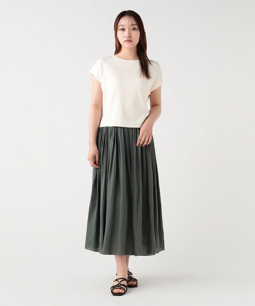 BEAMS HEART(ビームスハート)の「フレンチ スリーブ プルオーバー × フレア スカート(セットアイテム)(ワンピース・レディース・ベージュ/オフホワイト/ネイビー/ブルー系その他・FREE)」の6枚目の写真