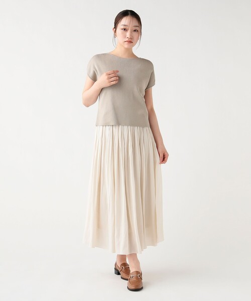 BEAMS HEART(ビームスハート)の「フレンチ スリーブ プルオーバー × フレア スカート(セットアイテム)(ワンピース・レディース・ベージュ/オフホワイト/ネイビー/ブルー系その他・FREE)」の7枚目の写真