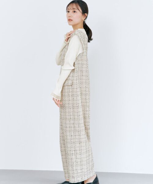 COHINA(コヒナ)の「チェックツイードオールインワン 【低身長・小柄女性】(つなぎ/オールインワン・レディース・ホワイト/ブラック・REGULAR/SHORT)」の8枚目の写真