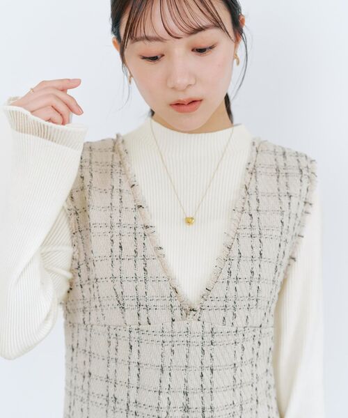 COHINA(コヒナ)の「チェックツイードオールインワン 【低身長・小柄女性】(つなぎ/オールインワン・レディース・ホワイト/ブラック・REGULAR/SHORT)」の10枚目の写真