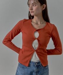 Lipoy（リポイ）の「フロントカットアウト リブ カットソー トップス（Tシャツ/カットソー）」