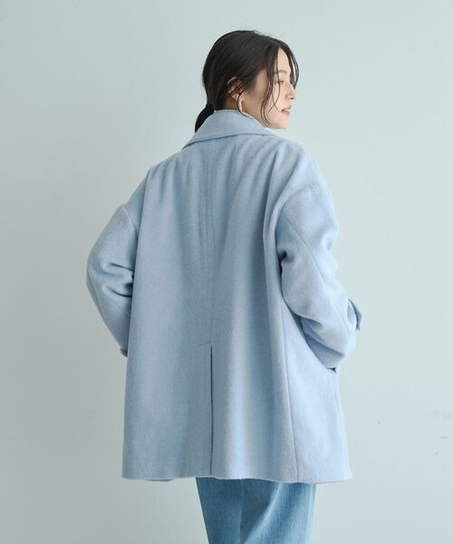 YECCA VECCA（イェッカヴェッカ）の「ウール混ミドル丈スタンドカラーコート（その他アウター・レディース・ライトグレー/チャコールグレー/サックスブルー・FREE）」の12枚目の写真