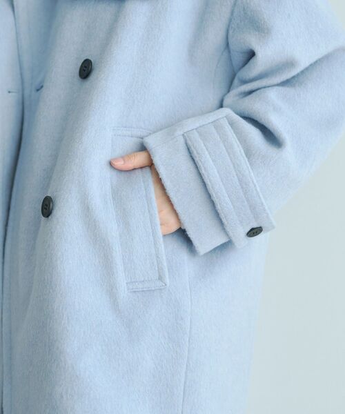 YECCA VECCA（イェッカヴェッカ）の「ウール混ミドル丈スタンドカラーコート（その他アウター・レディース・ライトグレー/チャコールグレー/サックスブルー・FREE）」の15枚目の写真