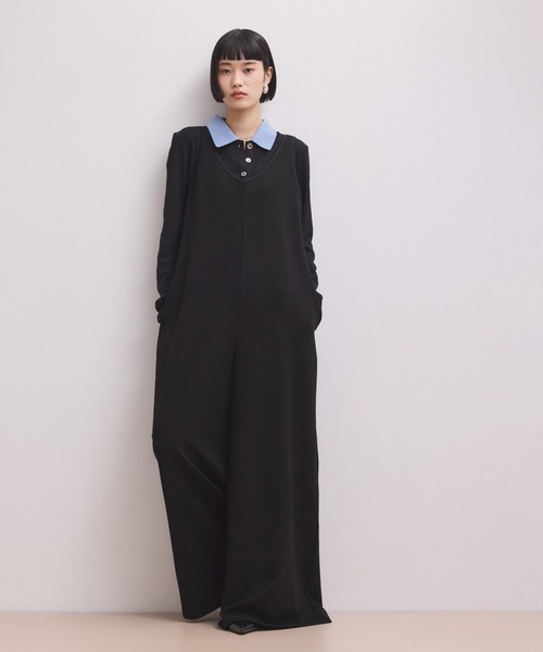 ADAM ET ROPE'（アダムエロペ）の「【WEB限定】バイカラーオールインワン（つなぎ/オールインワン・レディース・チャコールグレー/ブラック系その他2/ブラック・38/36）」の2枚目の写真