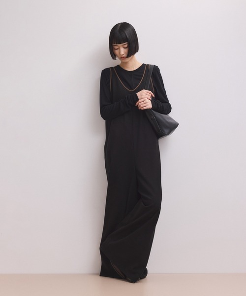 ADAM ET ROPE'（アダムエロペ）の「【WEB限定】バイカラーオールインワン（つなぎ/オールインワン・レディース・チャコールグレー/ブラック系その他2/ブラック・38/36）」の5枚目の写真