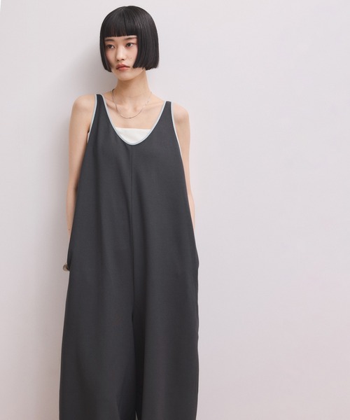 ADAM ET ROPE'（アダムエロペ）の「【WEB限定】バイカラーオールインワン（つなぎ/オールインワン・レディース・チャコールグレー/ブラック系その他2/ブラック・38/36）」の9枚目の写真