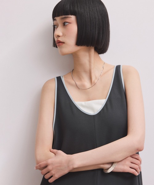 ADAM ET ROPE'（アダムエロペ）の「【WEB限定】バイカラーオールインワン（つなぎ/オールインワン・レディース・チャコールグレー/ブラック系その他2/ブラック・38/36）」の12枚目の写真