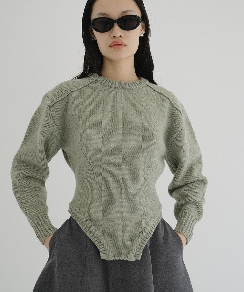 CLANE（クラネ）の「CLANE LOW GAUGE BODYSUIT KNIT TOPS 19106-2132（ニット/セーター・レディース・マルチ/ライトグリーン/ベージュ・2/1）」の3枚目の写真