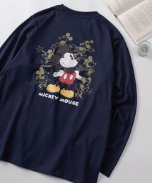 【71】【Disney/ディズニー】ミッキーマウス/ミニーマウス バックプリント ロングスリーブTシャツ/レディース