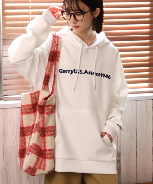 GERRY(ジェリー)の「【GERRY/ジェリー】ダンボールニット 刺繍デザイン フーデットパーカー(パーカー・メンズ・ブルー/ブラック/ライトグレー/ホワイト・LL/L/M)」の2枚目の写真