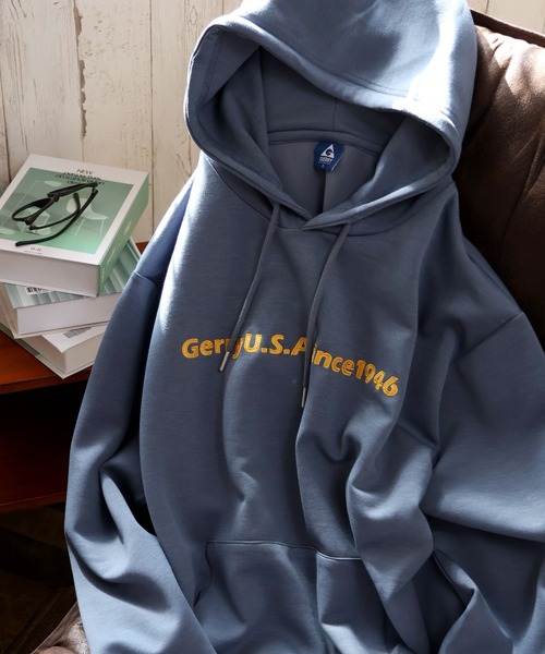 GERRY(ジェリー)の「【GERRY/ジェリー】ダンボールニット 刺繍デザイン フーデットパーカー(パーカー・メンズ・ブルー/ブラック/ライトグレー/ホワイト・LL/L/M)」の4枚目の写真