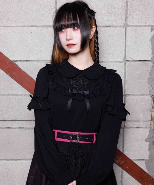 NIBBLE POISON(ニブルポイズン)の「ハートモチーフレースブラウス(シャツ/ブラウス・レディース・ブルー/ブラック/ホワイト・MEDIUM)」の4枚目の写真