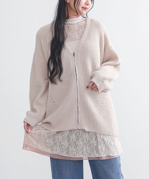 n'OrLABEL(ノアールレーベル)の「レース切替ハイネックカットソー(Tシャツ/カットソー・レディース・アイボリー/ブラック・2/1)」の4枚目の写真