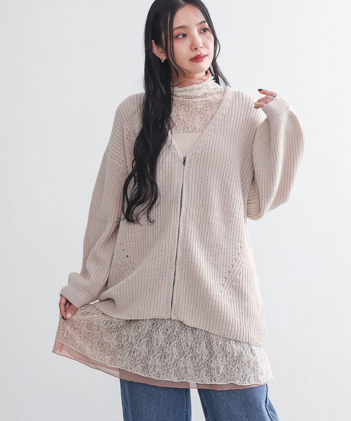 n'OrLABEL(ノアールレーベル)の「レース切替ハイネックカットソー(Tシャツ/カットソー・レディース・アイボリー/ブラック・2/1)」の5枚目の写真
