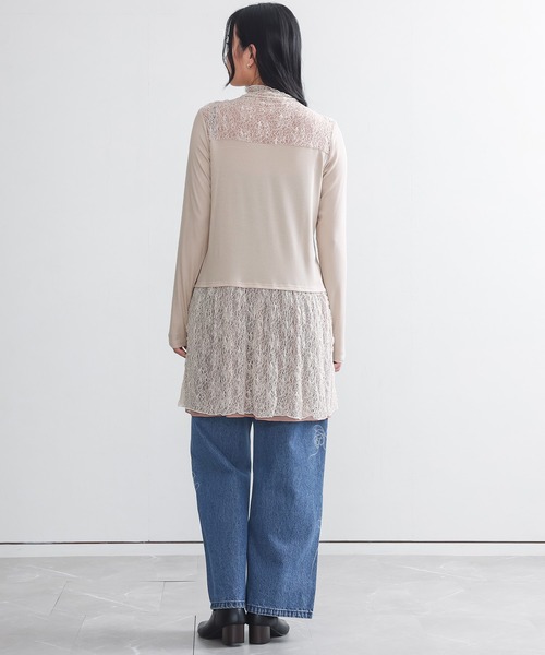 n'OrLABEL(ノアールレーベル)の「レース切替ハイネックカットソー(Tシャツ/カットソー・レディース・アイボリー/ブラック・2/1)」の8枚目の写真
