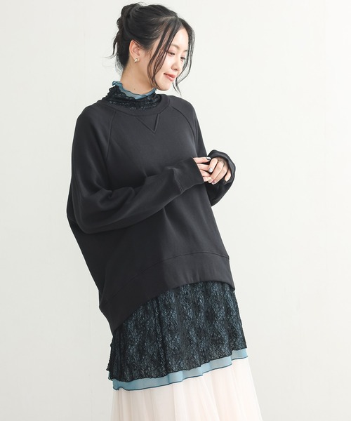n'OrLABEL(ノアールレーベル)の「レース切替ハイネックカットソー(Tシャツ/カットソー・レディース・アイボリー/ブラック・2/1)」の11枚目の写真