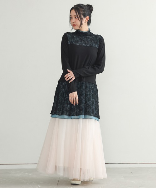 n'OrLABEL(ノアールレーベル)の「レース切替ハイネックカットソー(Tシャツ/カットソー・レディース・アイボリー/ブラック・2/1)」の12枚目の写真