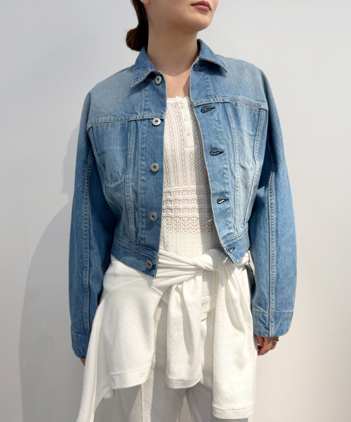 EDIT. FOR LULU(エディットフォールル)の「curve sleeve denim jacket(デニムジャケット・レディース・ブルー系その他・FREE)」の2枚目の写真