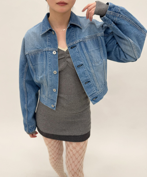 EDIT. FOR LULU(エディットフォールル)の「curve sleeve denim jacket(デニムジャケット・レディース・ブルー系その他・FREE)」の5枚目の写真