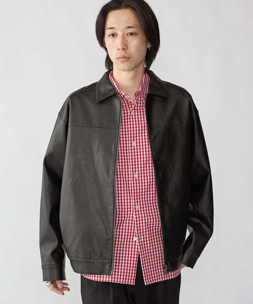City Ambient Products(シティアンビエントプロダクツ)の「City Ambient Products: 合成皮革 ジップ ブルゾン(ブルゾン・メンズ・ブラック・SMALL/MEDIUM/LARGE)」の2枚目の写真