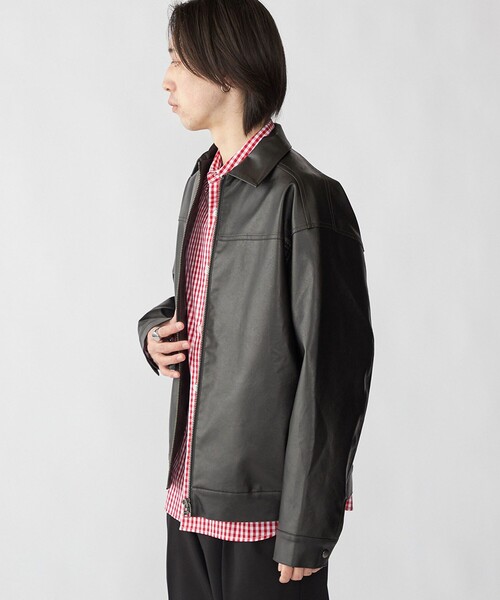 City Ambient Products(シティアンビエントプロダクツ)の「City Ambient Products: 合成皮革 ジップ ブルゾン(ブルゾン・メンズ・ブラック・SMALL/MEDIUM/LARGE)」の4枚目の写真