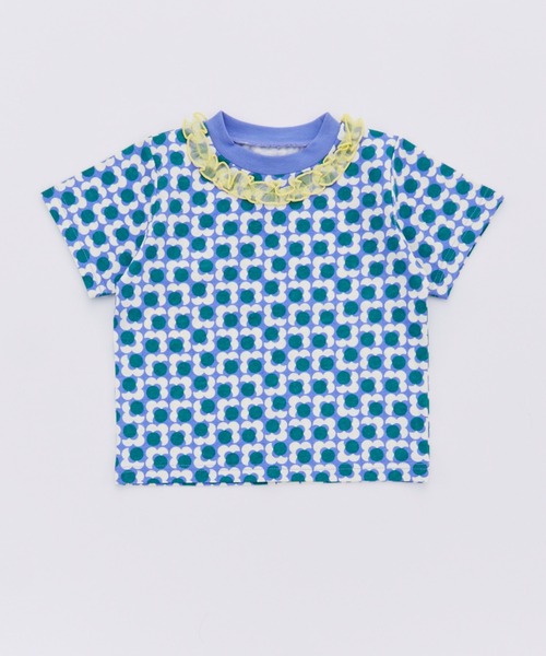 Ocean&Ground(オーシャン&グラウンド)の「レトロパターンコンパクトTシャツ(Tシャツ/カットソー・キッズ・グリーン/パープル/イエロー・120/110/100/90/140/130)」の1枚目の写真