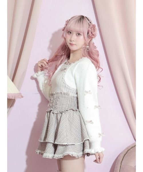 NOEMIE(ノエミー)の「キラキラツイードハートビジュースカパン(スカート・レディース・ブラック/オフホワイト/ピンク・S/M)」の6枚目の写真