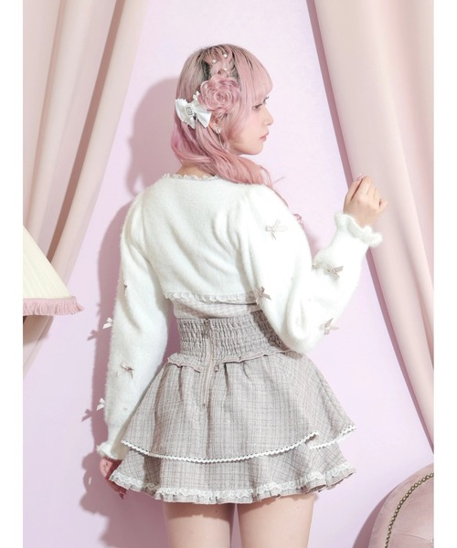 NOEMIE(ノエミー)の「キラキラツイードハートビジュースカパン(スカート・レディース・ブラック/オフホワイト/ピンク・S/M)」の7枚目の写真