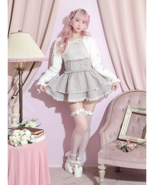 NOEMIE(ノエミー)の「キラキラツイードハートビジュースカパン(スカート・レディース・ブラック/オフホワイト/ピンク・S/M)」の8枚目の写真