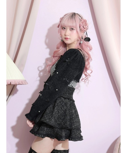 NOEMIE(ノエミー)の「キラキラツイードハートビジュースカパン(スカート・レディース・ブラック/オフホワイト/ピンク・S/M)」の14枚目の写真
