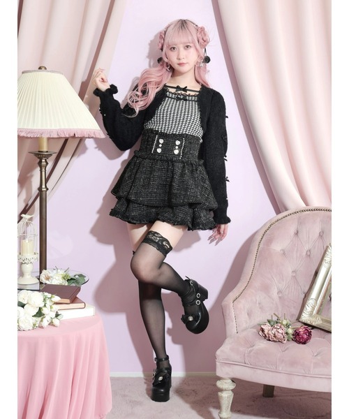 NOEMIE(ノエミー)の「キラキラツイードハートビジュースカパン(スカート・レディース・ブラック/オフホワイト/ピンク・S/M)」の16枚目の写真