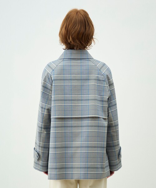 MACPHEE（マカフィー）の「トゥーサイドチェック ステンカラーショートコート（ステンカラーコート・レディース・ライトブルー・36）」の6枚目の写真