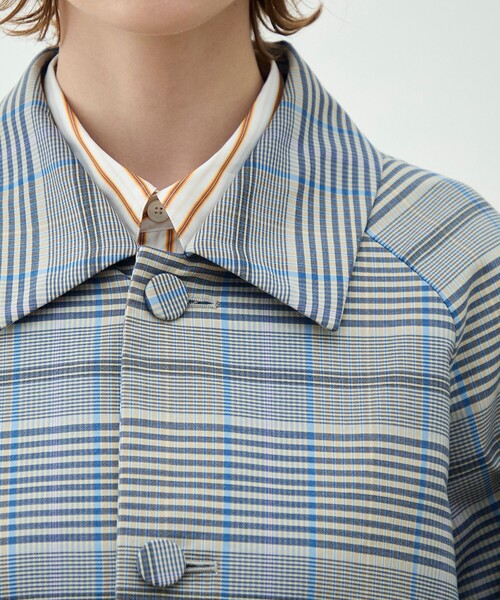 MACPHEE（マカフィー）の「トゥーサイドチェック ステンカラーショートコート（ステンカラーコート・レディース・ライトブルー・36）」の8枚目の写真