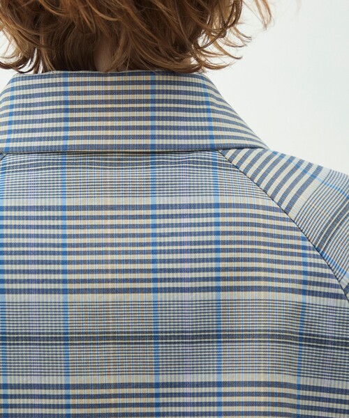 MACPHEE（マカフィー）の「トゥーサイドチェック ステンカラーショートコート（ステンカラーコート・レディース・ライトブルー・36）」の9枚目の写真