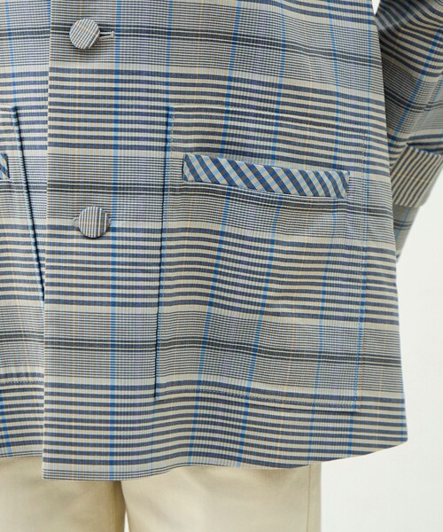 MACPHEE（マカフィー）の「トゥーサイドチェック ステンカラーショートコート（ステンカラーコート・レディース・ライトブルー・36）」の13枚目の写真