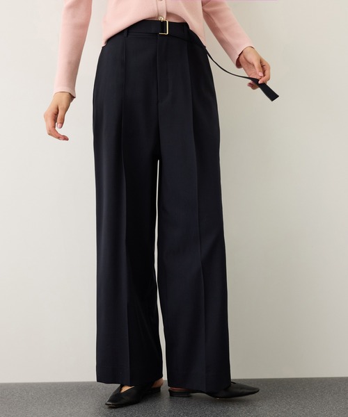 ROPE'(ロペ)の「ノンミュールジングウール ストレートワイドパンツ/セットアップ対応(その他パンツ・レディース・ライトグレー/ピンク/ネイビー・36/38)」の3枚目の写真