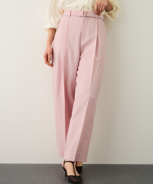 ROPE'(ロペ)の「ノンミュールジングウール ストレートワイドパンツ/セットアップ対応(その他パンツ・レディース・ライトグレー/ピンク/ネイビー・36/38)」の1枚目の写真