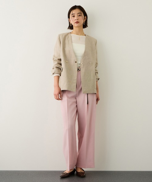 ROPE'(ロペ)の「ノンミュールジングウール ストレートワイドパンツ/セットアップ対応(その他パンツ・レディース・ライトグレー/ピンク/ネイビー・36/38)」の9枚目の写真