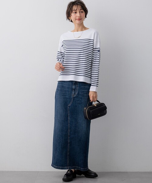 23区 L(ニジュウサンクオオキイサイズ)の「Armor-lux パネルボーダー クロップド カットソー(Tシャツ/カットソー・レディース・スカイブルー系1/ライトグリーン系1/ピンク系1/ネイビー系1・44/46)」の8枚目の写真