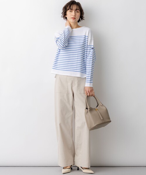 23区 L(ニジュウサンクオオキイサイズ)の「Armor-lux パネルボーダー クロップド カットソー(Tシャツ/カットソー・レディース・スカイブルー系1/ライトグリーン系1/ピンク系1/ネイビー系1・44/46)」の14枚目の写真