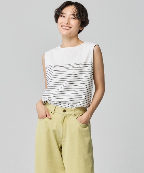 KRIFF MAYER Lady's Collection（クリフメイヤーレディースコレクション）の「【汗染み防止･撥水防汚･速乾･接触冷感】ウェットプロテクトタンクトップ（Tシャツ/カットソー・レディース・ブルー/ブラック/ホワイト系その他/ブラウン/グレー/オフホワイト・MEDIUM/LARGE）」の10枚目の写真